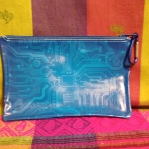 Blue Circuit Pattern Pencil Pouch